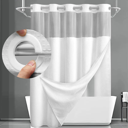 Blemia Hookless Shower Curtain Set Double Layer