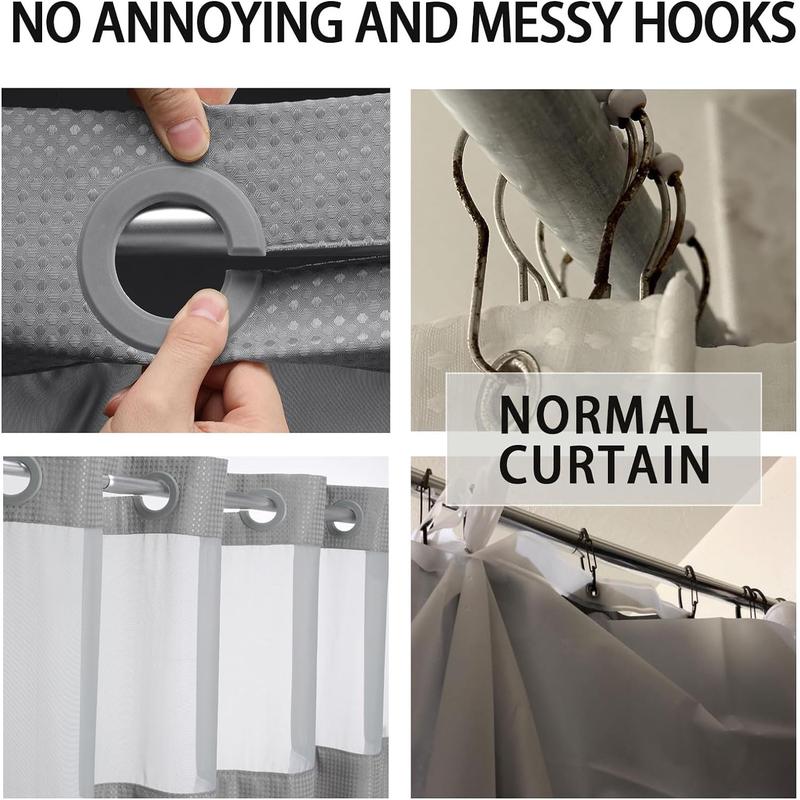 Blemia Hookless Shower Curtain Set Double Layer