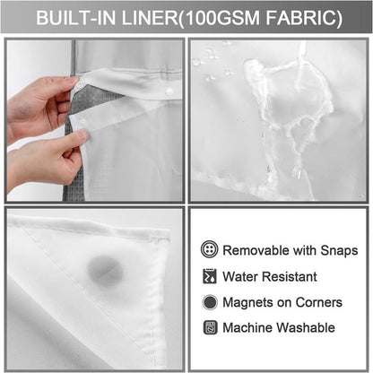 Blemia Hookless Shower Curtain Set Double Layer