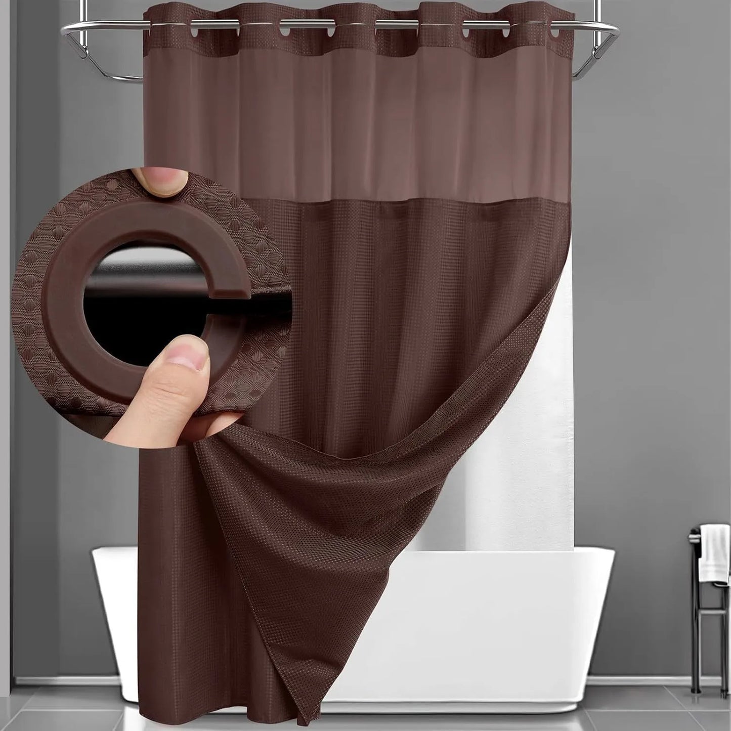 Blemia Hookless Shower Curtain Set Double Layer