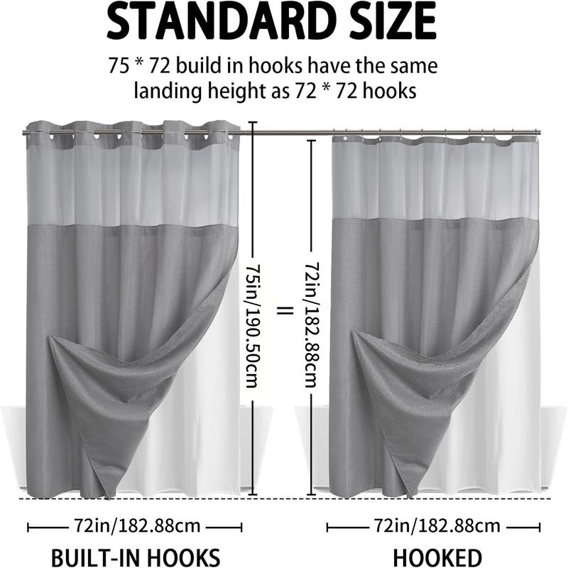 Blemia Hookless Shower Curtain Set Double Layer