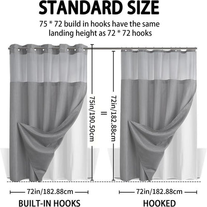 Blemia Hookless Shower Curtain Set Double Layer